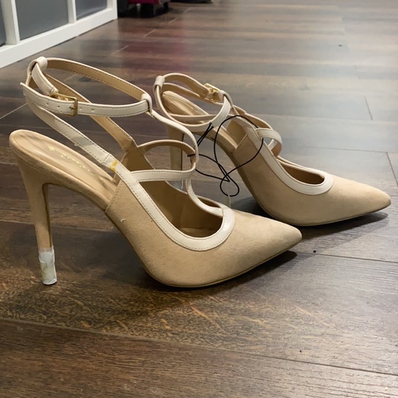 Eva Mendes Blush/Pink pump sandal. Open heel. - Picture 2 of 4